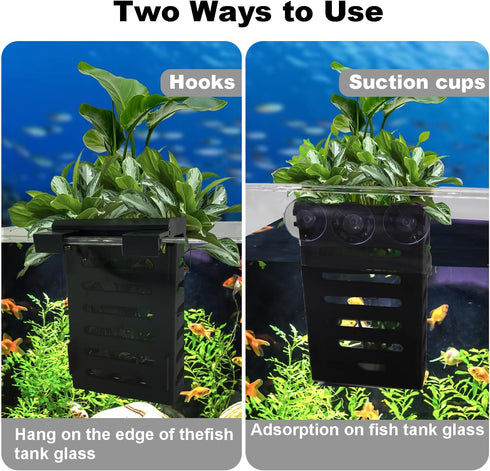 4PCS Aquarium Plant Holder,Hanging Aquarium Planter Cups,Plant Holder for Fish Tank,Aquatic Plant Pot, Aquatic Plants Holder with Holes,Plastic Aq...