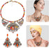 Bohemian Jewelry Set for Women - Colorful Resin Bib Necklace and Earrings, Ethnic Style Statement Jewelry for Weddings, Parties, and Everyday Wear...