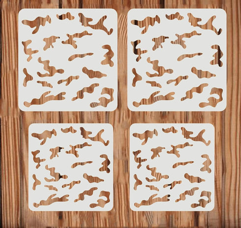 4PCS Camo Stencils Camo Stencil Kit for Spray Paint Camouflage Pattern Stencils for Painting on Wood Drawings Woodburning Canvas DIY Decor...