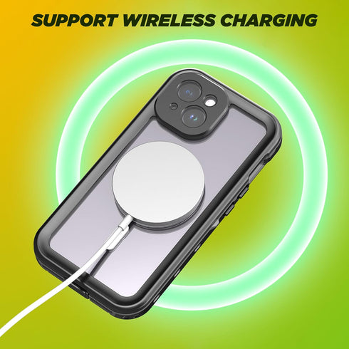 iPhone 15 Mobile Phone Waterproof Case, Built-in scratch resistant & anti-fingerprint Screen Protector,Wireless Charging, Dust,Drop,Snow & WaterPr...
