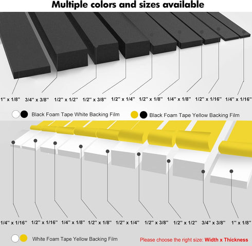 Weather Stripping Door Seal, 1/4 Inch W X 1/8 Inch T Adhesive Foam Tape, Window Door Draught Excluder Air Conditioner Gasket Foam Tape, Total Leng...