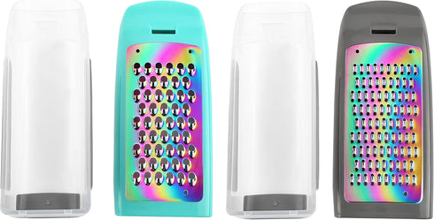 Marco Almond MA63 Rainbow Titanium Hand-held Grater Set, Cheese Box Grater with Removable Containers, Stainless Steel with Titanium Coating...