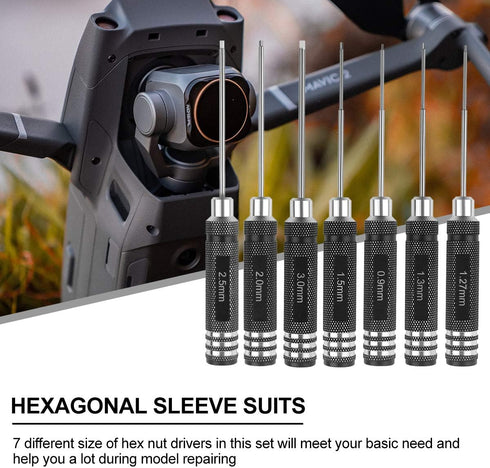 RC Hex Driver Set - 7pcs Hex Allen Screwdriver Kit 0.9mm 1.27mm 1.3mm 1.5mm 2.0mm 2.5mm 3.0mm Key Driver Repair Tools for Rc Car Traxxas Helicopte...