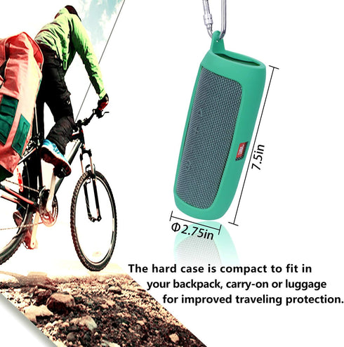 LTGEM Silicone Carrying Travel Case for JBL FLIP 5 Waterproof Portable Speaker with Extra Carabiner - Teal...