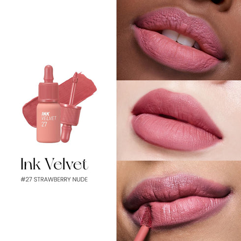 Peripera Ink the Velvet Lip Tint, High Pigment Color, Longwear, Weightless, Not Animal Tested, Gluten-Free, Paraben-Free (027 STRAWBERRY NUDE)...