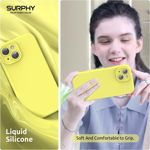 SURPHY Designed for iPhone 15 Case Compatible with MagSafe (6.1 inch 2023), with 2 Pack Screen Protector, Liquid Silicone Phone Case (Camera Prote...