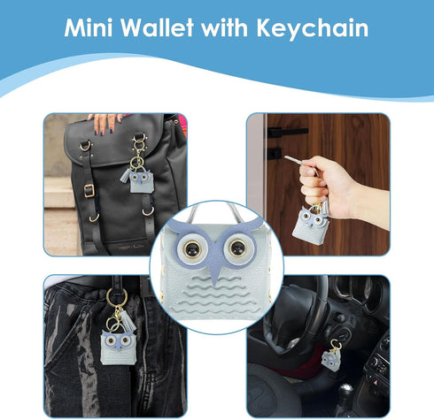Mini Coin Purse Keychain Cute Owl Backpack Change Wallet Bags Jewelry Pouch with Keyring for Women Storage Coins...