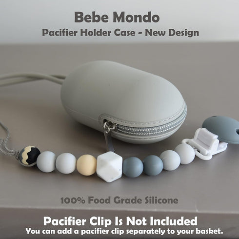 BebeMondo Pacifier Holder with Zipper, Case for Diaper Bags & Travel, Fits Pacifiers & Strollers, 100% Silicone Smart Mom Accessory - 1 Piece...