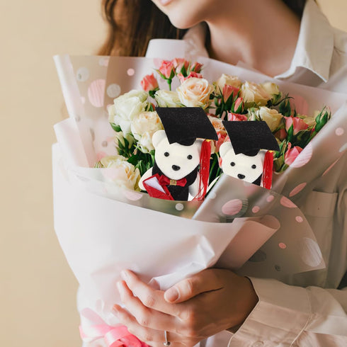 Mini Plush Graduation Bear 10pcs Stuffed Animal with Grad Cap Flower Bear Doll Bouquet Decor Class of 2024 Graduation Present for College High Sch...