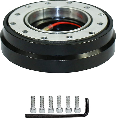Universal 6 Hole Slim Steering Wheel Quick Release Hub Adapter Snap Off Boss kit for Race/Rally/Motorsport (Black)...
