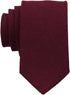 Mens Solid Linen Tie Set : Slim Necktie with Matching Pocket Square (Maroon)...