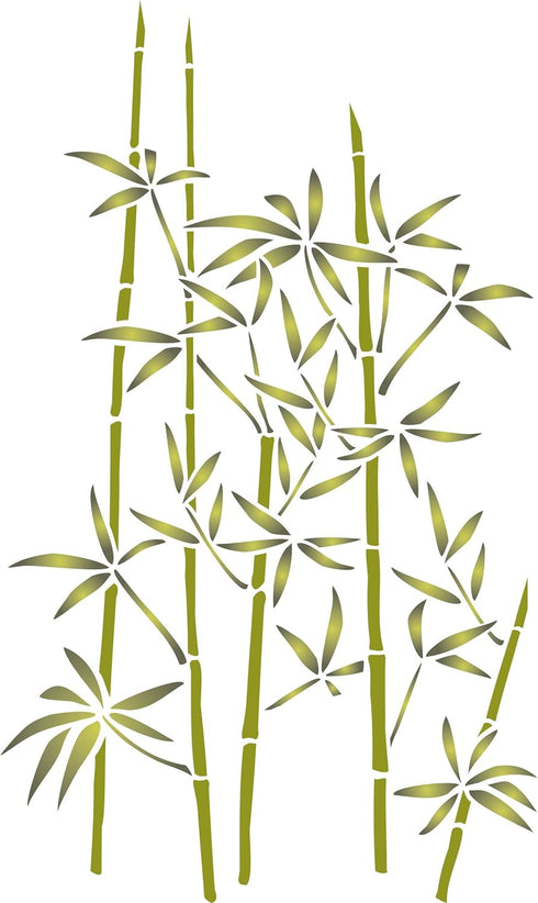 Bamboo Stencil, 10 x 16 inch (L) - Classic Oriental Plant Leaves Wall Stencils for Painting Template...
