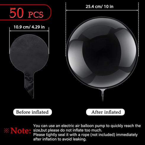 50 Pcs Clear Bubble Bobo Balloons Burbuja Transparent Clear Balloons for Christmas Wedding Birthday Indoor Outdoor Party Decoration(10 Inch)...