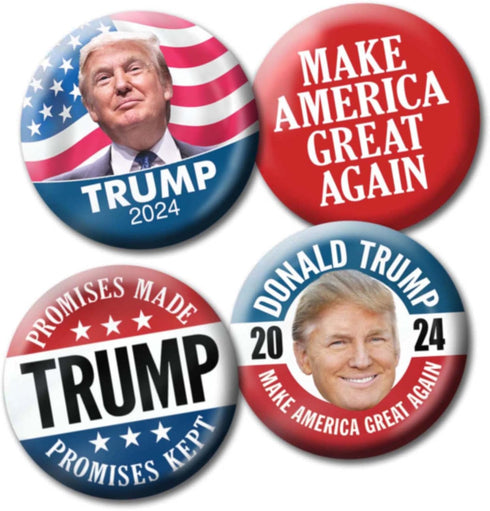 4 Pack Donald Trump 2024 Buttons - 2.25 inch Photo Wave Classic Head Designs 3671...