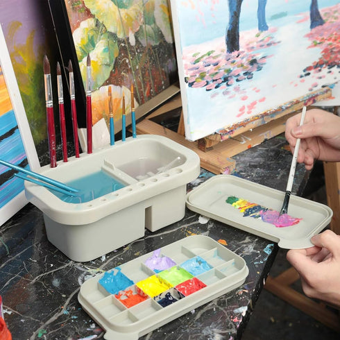 Multi-Function Paint Brush Cleaner Paint Brush Washer Holder and rganizers with Palette for Acrylic, Watercolor, and Water-Based Paints Oil Painti...