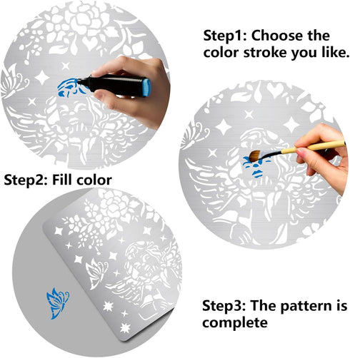 GORGECRAFT Glass Bottle Stencils Drink Beer Wine Juice Oktoberfest Metal Journal Stencil Stainless Steel Painting Template for Wood Burning Pyrogr...