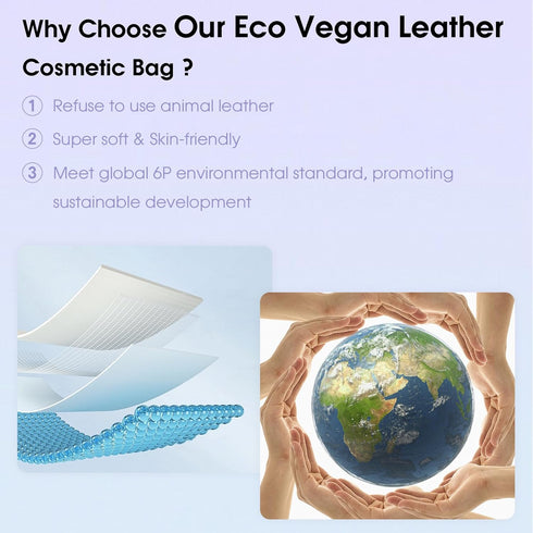 Wandering Nature Small Makeup Bag for Purse Mini Make up Pouch Cute Cosmetic Pouch for Women with Slip-in Pockets Eco Vegan Leather, Pink...