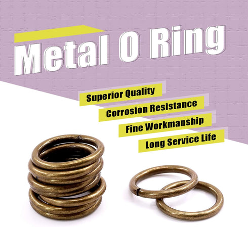 Swpeet 60Pcs Heavy Duty 3/4 Inch - 20mm Bronze Multi-Purpose Metal O Ring Metal Rings for Hardware Bags Ring Hand DIY Accessories Keychains Belts ...