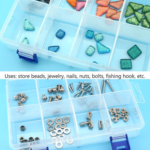 Plastic Compartment Storage Box With Adjustable Divider Removable Grid Compartment for Jewelry Small Accessories Hardware Fitting (8 Grids-Large x...