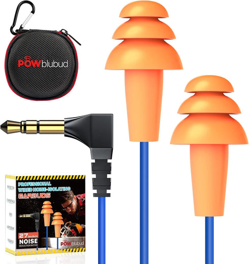 Ear Plug Headphones for Work, Work Safety Earbuds | Noise Reducing Sweatproof Hidden in-Ear Headphones, Isolating Earplugs, OSHA Compliant Hearing...