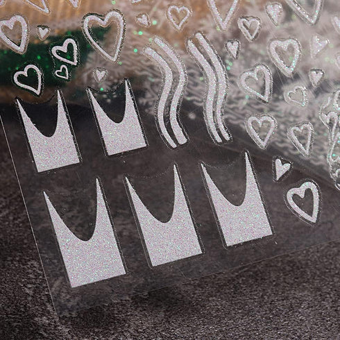 6 Sheets White Glitter Snowflakes Christmas Nail Art Stickers Decals Self-Adhesive Pegatinas Uñas Nail Supplies Nail Art Design Decoration Accesso...