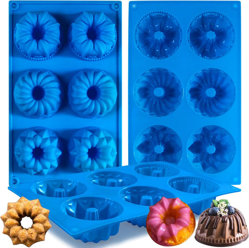 Mini Fluted Tube Cake Pan, 6Cavity Heritage Fluted Tube Cake Silicone Mold for Baking,Non Stick Fancy Molds for Fluted Tube Cake (Mix)...