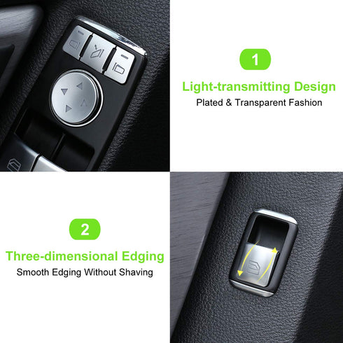 ALAVENTE Car Window Glass Lift Button Trim Cover Sticker for Mercedes Benz A/B/C(W204)/E(W212)/GLA/CLA/GLK/GL/ML/GLE Class (14 Pcs)...