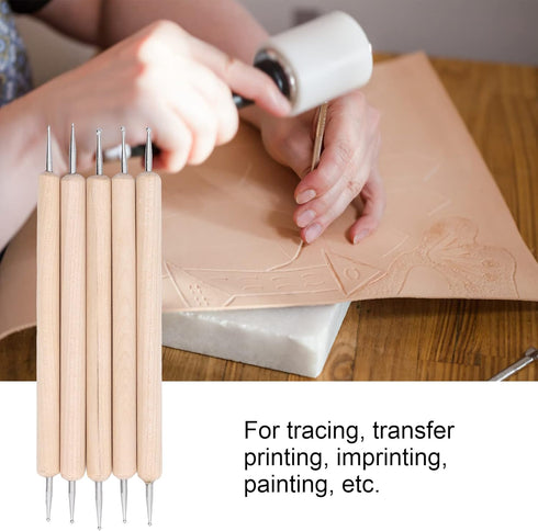 Walfront 5Pcs Double End Embossing Stylus Set Stainless Steel Ball Tip Tracing Dotting Stylus for DIY Painting Engraving Shaping......