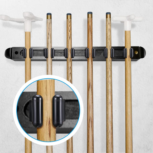 12 PCS Pool Cue Holder Clamps(Include Screws), Billiards Snooker Cue Locating Clip Holder Regular Fishing Rod Storage Clips Black for Pool Cue Rac...