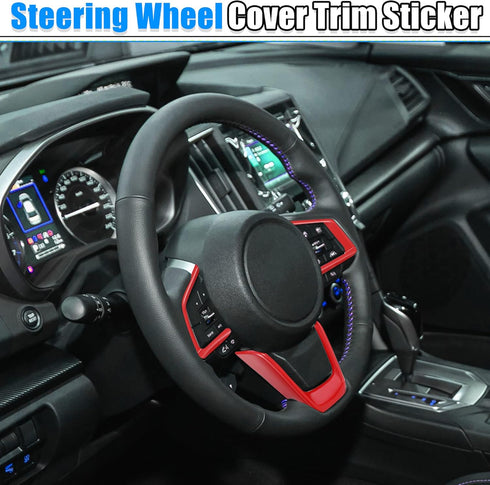X AUTOHAUX 3pcs ABS Plastic Red Interior Steering Wheel Cover Trim Set for Subaru Forester Ascent 2019-2021 Inner Decoration Auto Accessories...