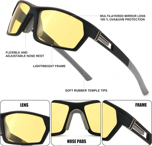 FEISEDY Polarized Sports Sunglasses for Men Women Youth Baseball Cycling Running Glasses UV400 Protection B0135...