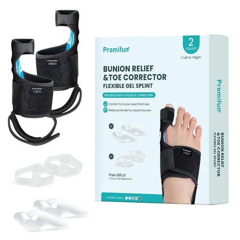 Bunion Corrector for Women & Men - 1 Pair Adjustable Splint Brace with Soft Gel - Pain Relief Bunion Pads & Toe Straightener with Non-Slip Strap...