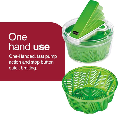 Zyliss Swift Dry Salad Spinner Large - Plastic Lettuce Colander and Spinner - Vegetable and Fruit Washer and Dryer - Dishwasher Safe Produce Tosse...