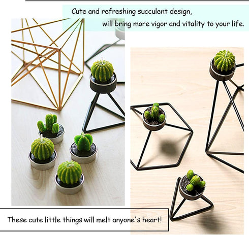 Swpeet 12Pcs Decorative Succulent Cactus Tealight Candles Kit, Cute Smokeless Succulent Plants Perfect for Candles Festival Wedding Props and Hous...