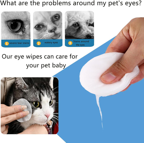 Dog Eye Wipes130Count,Natural Plant Ingredients,Effectively Removes Eye Dirt,Eye Secretions,Mucus Secretions,Improve Tear Stains,Suitable for Dail...