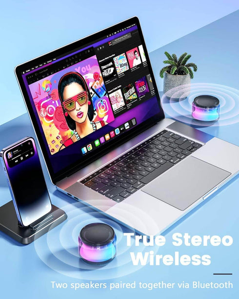 Portable Bluetooth 5.1 Speaker, IP68 Waterproof Wireless Speaker with Lights Colorful, Louder Volume, Rich Bass,TWS Pairing Bluetooth Speaker, Out...