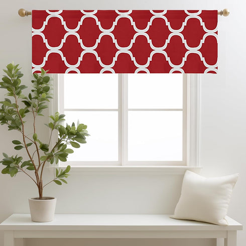 Melodieux Moroccan Rod Pocket Window Curtains Valance, 52 by 18 Inch, Red (1 Panel)...
