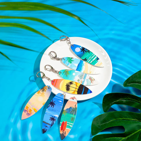 Bucherry 36 Pcs Beach Favors Keychain Gifts Set Wooden Bulk Surfboard Slippers Sea Turtle Coconut Tree Bible Keychains for Beach Hawaiian Florida ...