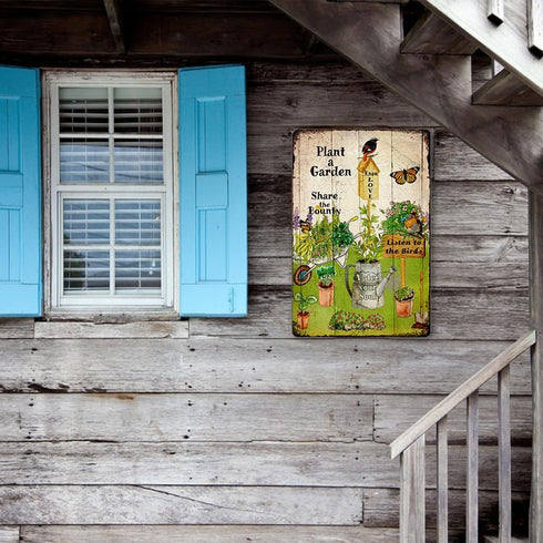 Garden Sign Garden Decor Retro Metal Garden Signs Plant A Garden Sign Outdoor Garden Art Wall Decor Funny Garden Signs Courtyard Rustic Garden Dec...