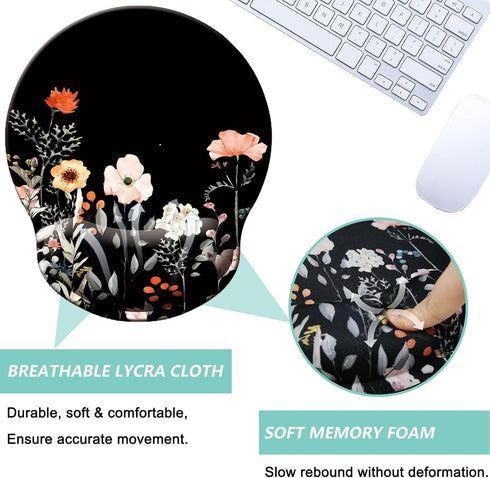 Mouse Pad with Wrist Support, Ergonomic Mouse Pad with Memory Foam Wrist Rest Cushion, Non-slip Rubber Base Gaming Mice Pad for Home Office Comput...
