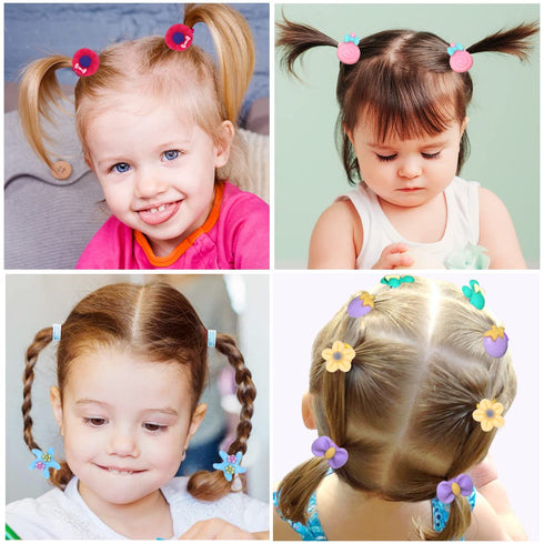 WillingTee 120pcs (60 pairs) Mix Colors GElastic Hair Ties Soft Rubber Bands Hair Bands Holders Pigtails Accessories for Girls Infants Toddlers Ki...
