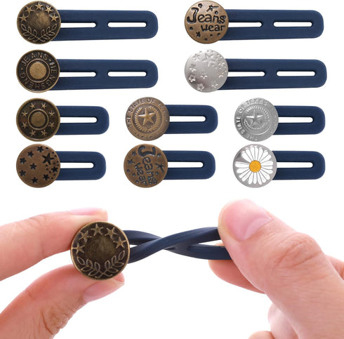 10 Pack Pants Expander Button, 10 Styles Jeans Waist Extender Button for Men and Women, Collars/Cuffs No Sew Metal Adjustment Buttons for Extender...