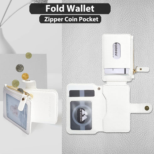 M-Plateau Phone Wallet Stick on, PU Leather Card Holder with Zipper Pocket Compatible with iPhone Case (White)...