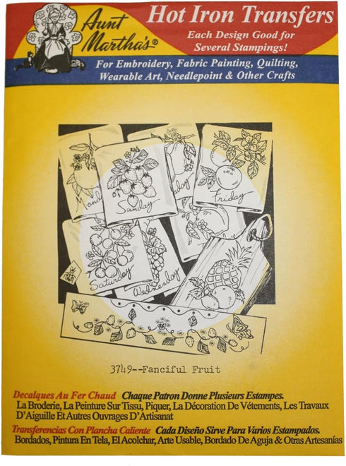 Aunt Martha's Iron On Transfer Patterns for Stitching, Embroidery or Fabric Painting, Days of the Week Patterns, Set of 5...