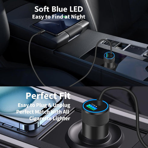 ?MFi Certified?iPhone 15 Fast Car Charger, Braveridge 75W Dual USB-C PD&QC Car Power Cigarette Lighter USB Car Charger Adapter with 6FT Type-C Cab...