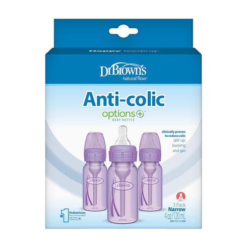 Dr. Brown’s Options+ Anti-Colic Baby Bottles - Lavender - 4oz - 3pk - 0m+...