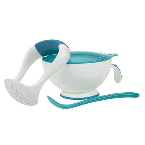 Nuby Garden Fresh Mash 'N' Feed 4 Piece Baby Preparation & Feeding System White/Blue...