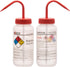 EISCO 2PK Wash Bottle for Acetone, 500ml - Labeled with Color Coded Chemical & Safety Information (4 Colors) - Wide Mouth, Self Venting, Low Densi...