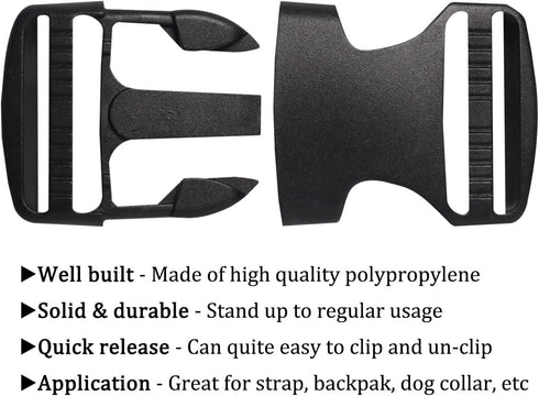 Plastic Buckle - Double Adjustable Quick Side Release Replacement Clip for Webbing Strap...