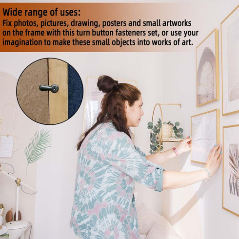 160 Pieces Metal Picture Frames Turn Button Fasteners with 160 Pieces Screws Photo Frame Hanging Hangers for Photos Picture and Drawing Crafts Pos...